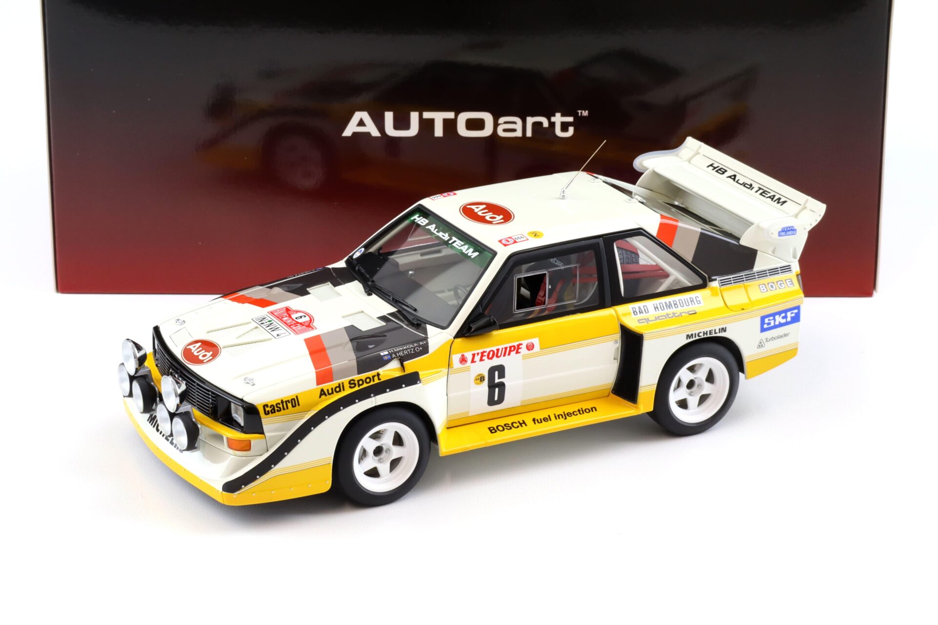 1:18 AUTOart Audi Sport Quattro S1 #6 Rally Monte Carlo 1986 Mikkola/ Hertz 88602