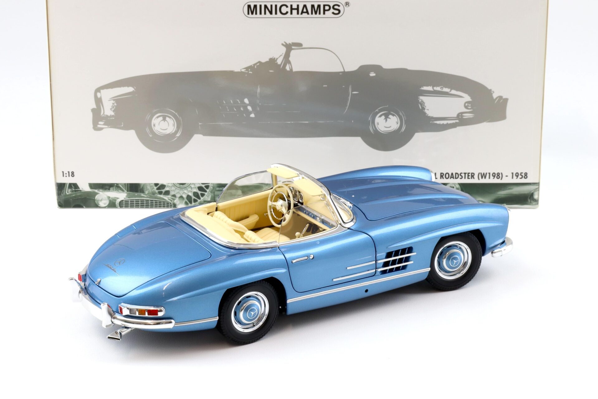1:18 Minichamps Mercedes 300SL Roadster (W198) metallic blue with Hardtop 1958