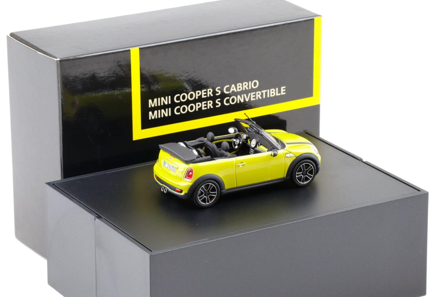 Mini R57 Drawing 1:43 Minichamps Mini Cooper S R57 Convertible Interchange yellow DEALER ...