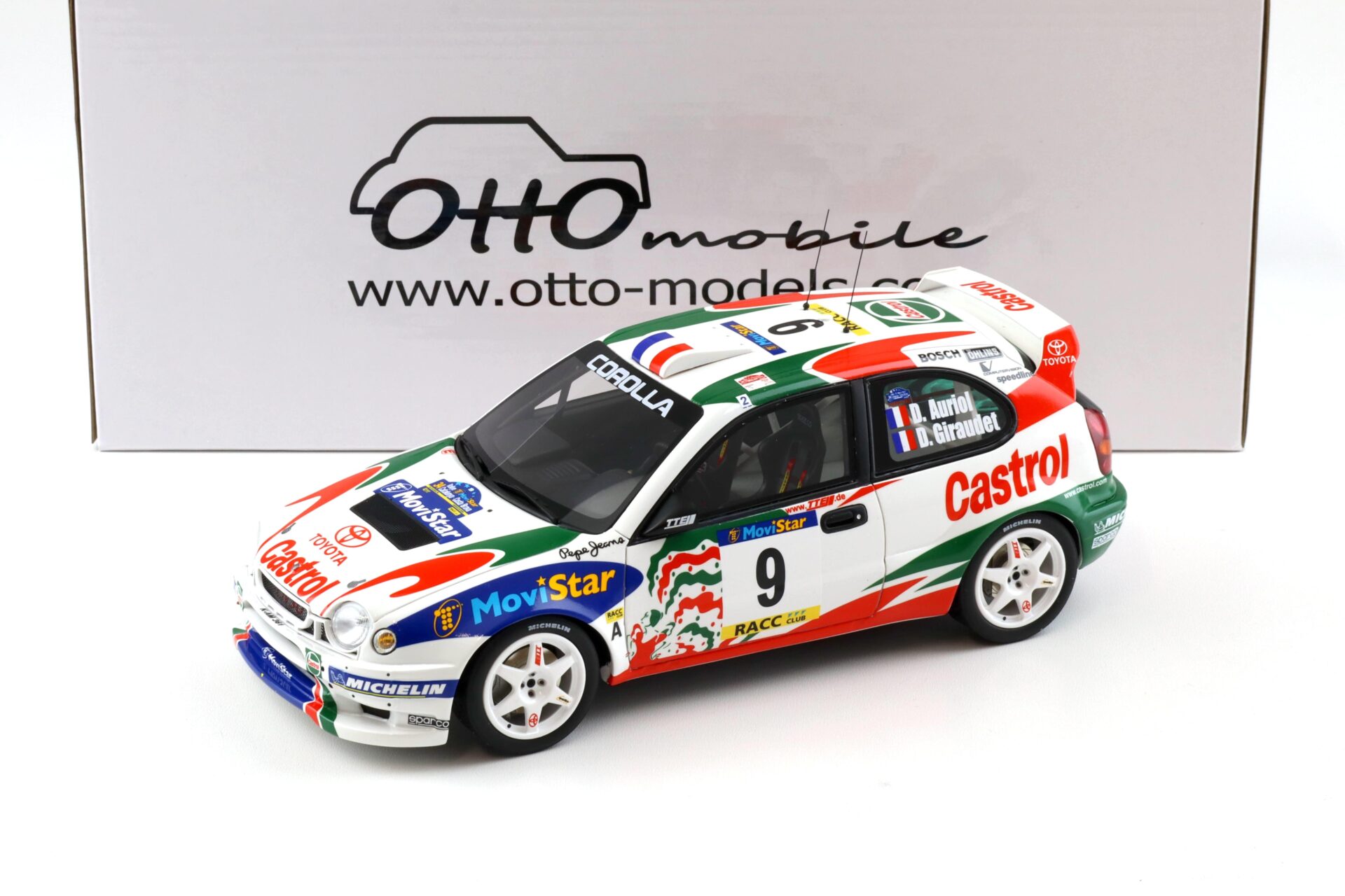 1:18 OTTO mobile OT1102 Toyota Corolla WRC Rallye Catalunya 1998 D.Auriol #9