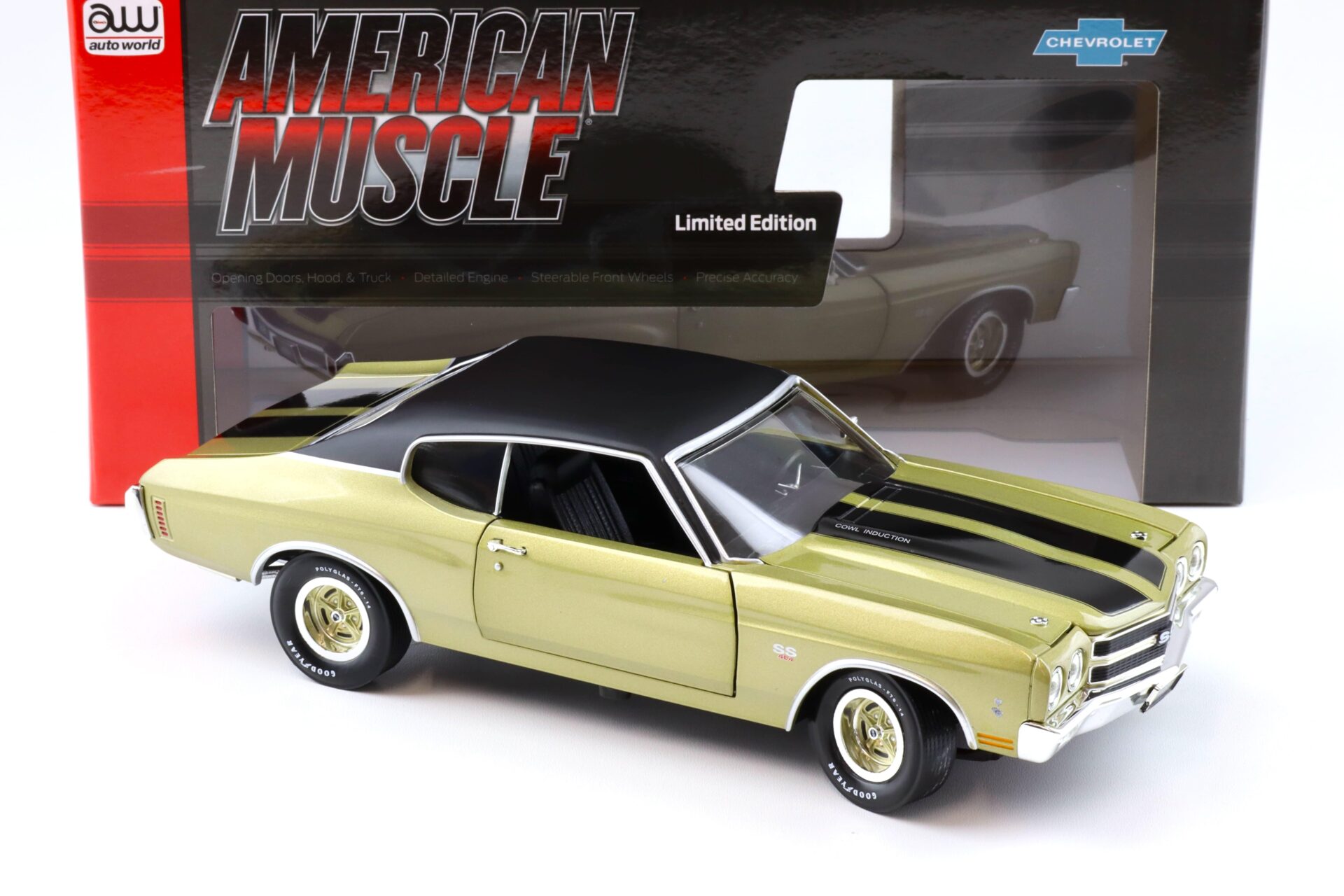 1:18 Auto World 1970 Chevrolet Chevelle SS Coupe MCACN Centenniel Gold/ black roof