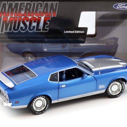1:18 Auto World 1971 Ford Mustang Mach 1 MCACN Code Q Med Blue