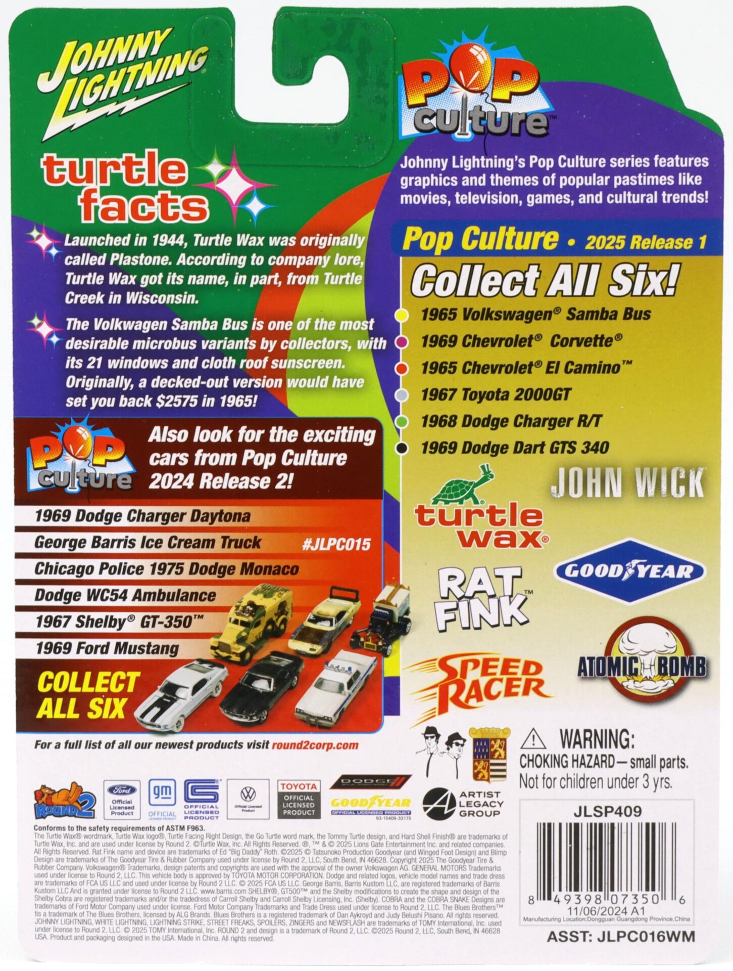 1:64 Johnny Lightning Pop Culture 1965 VW T1 Samba Bus Turtle Wax green/ white