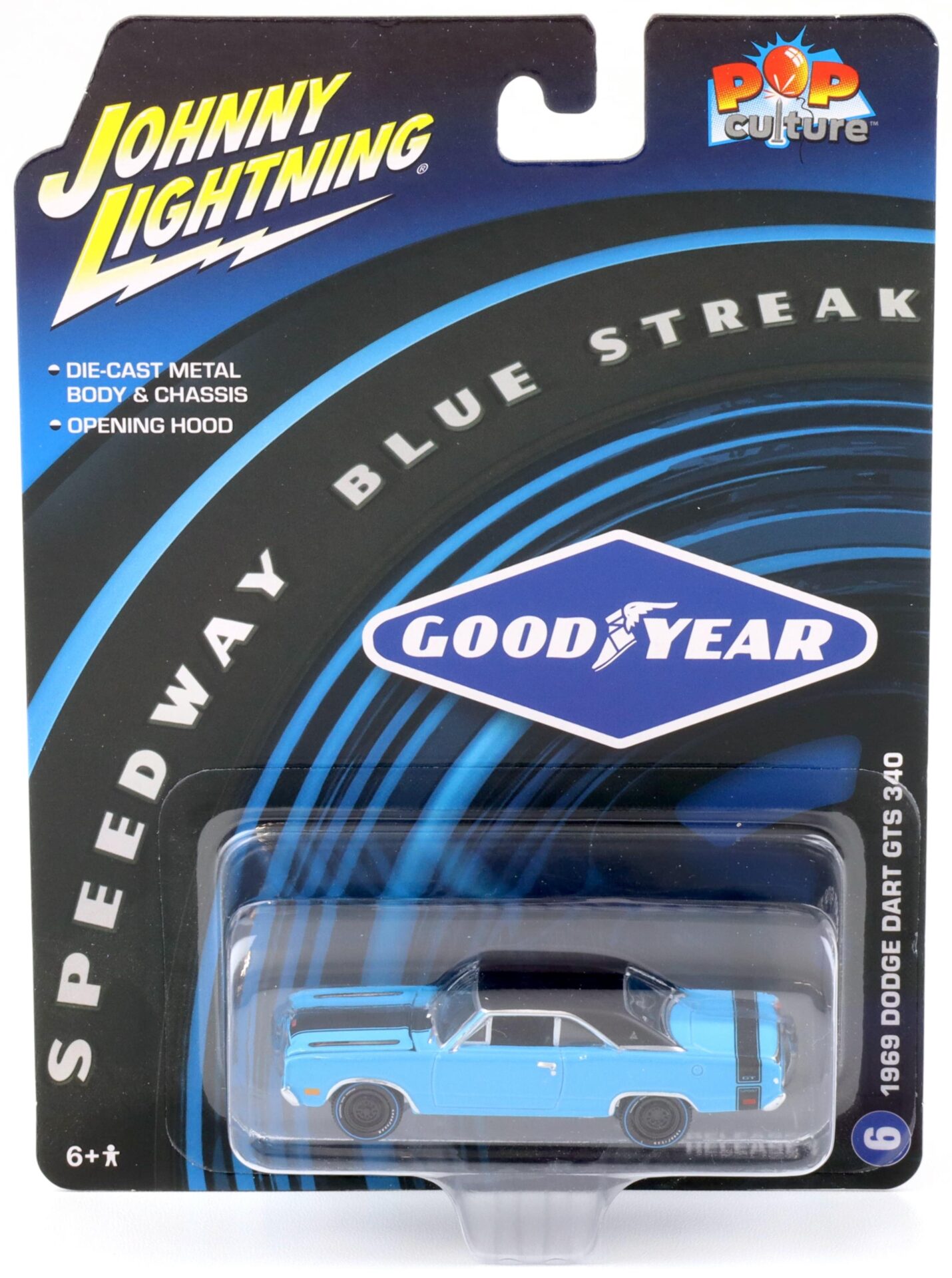 1:64 Johnny Lightning Pop Culture 1969 Dodge Dart GTS 340 Goodyear blue/black