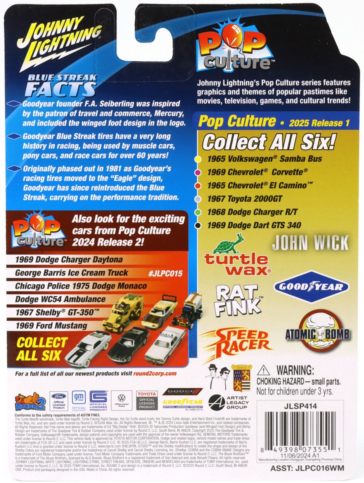 1:64 Johnny Lightning Pop Culture 1969 Dodge Dart GTS 340 Goodyear CHASE CAR