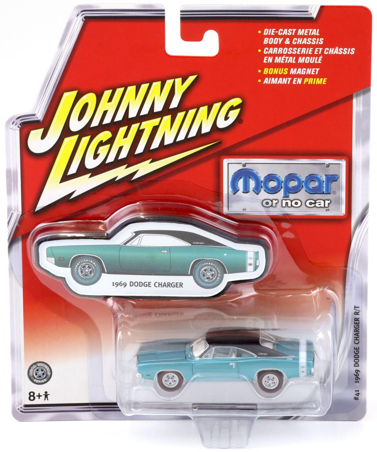 1:64 Johnny Lightning #41 MOPAR 1969 Dodge Charger R/T blue metallic/ black