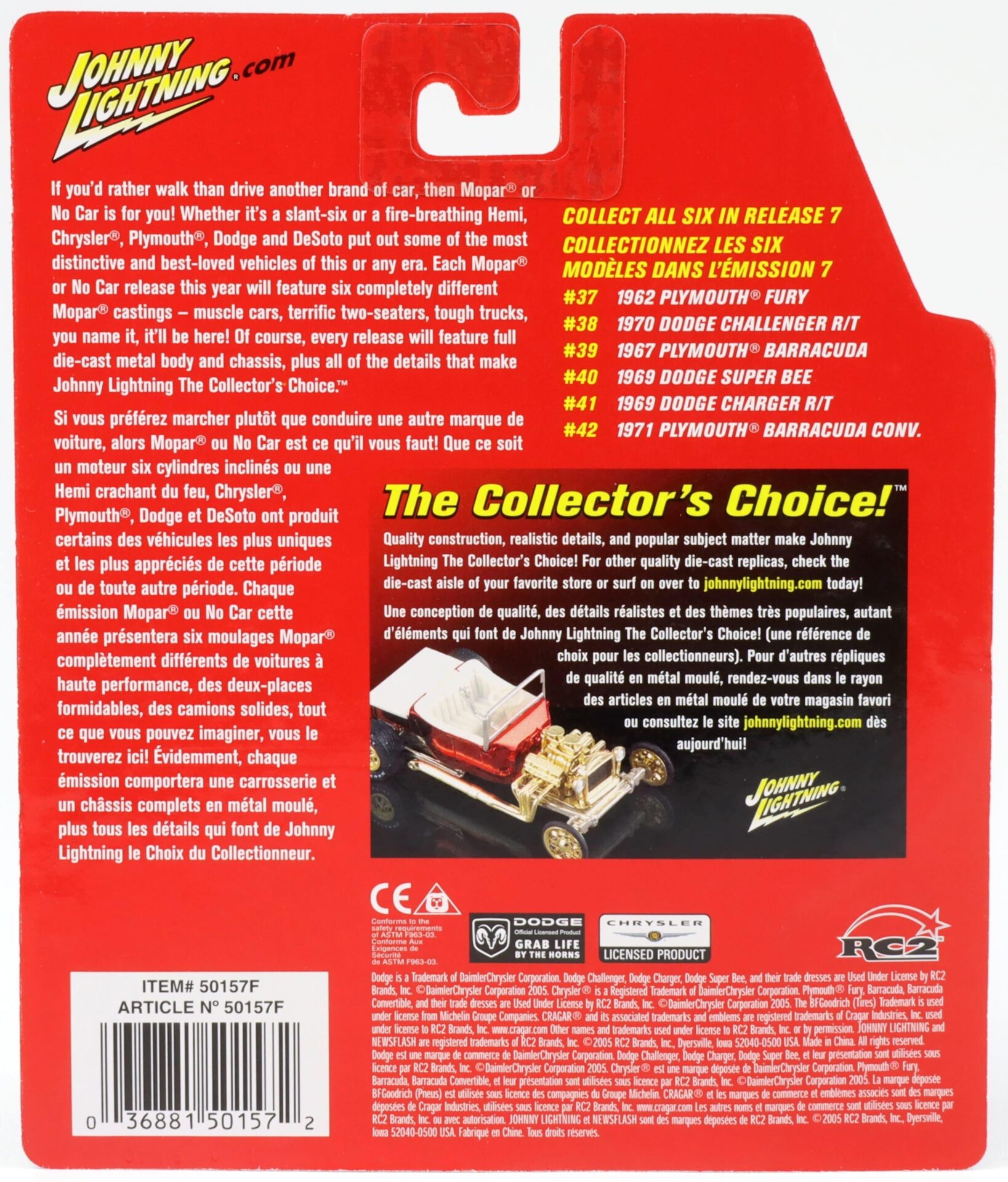 1:64 Johnny Lightning #41 MOPAR 1969 Dodge Charger R/T blue metallic/ black