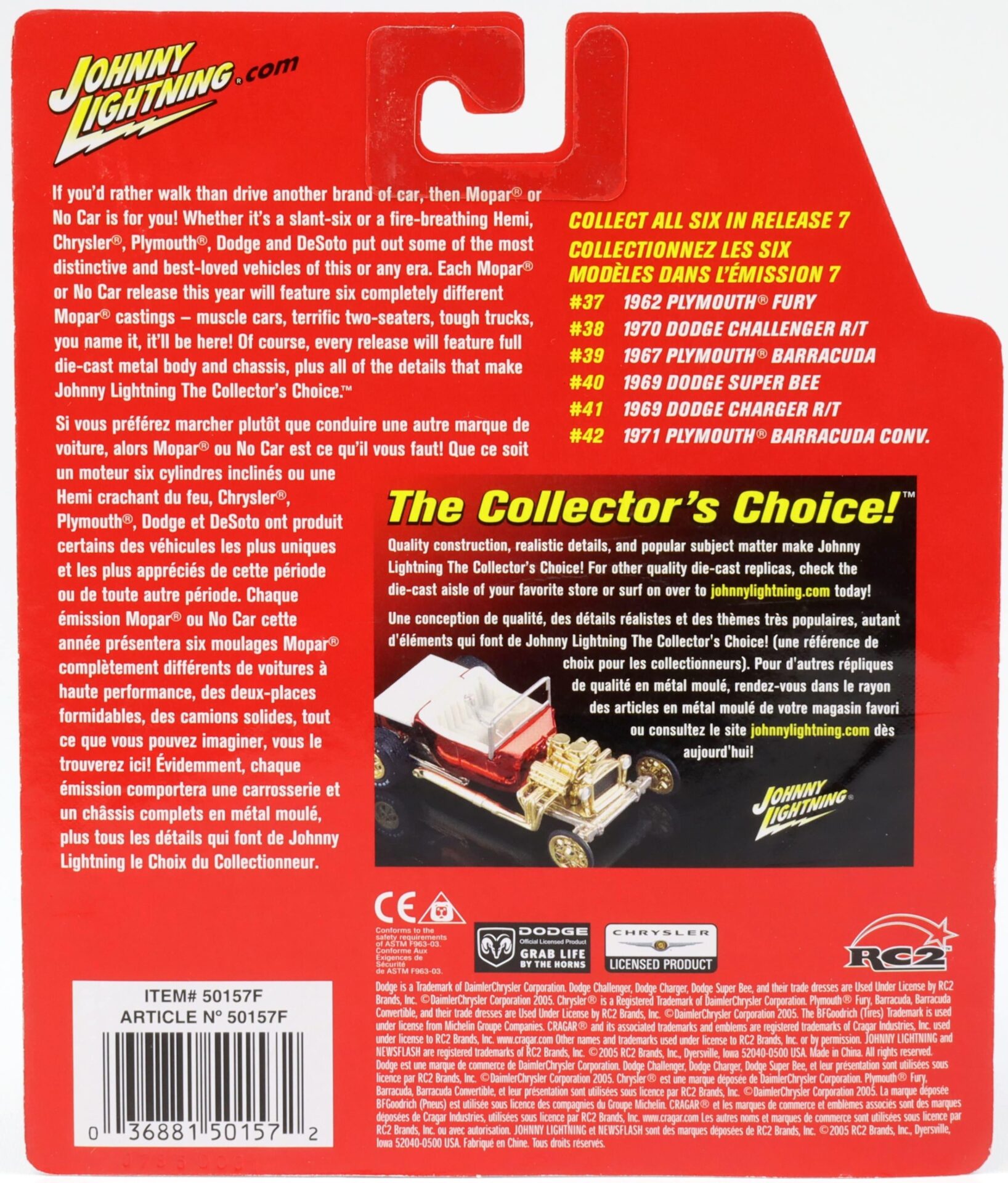 1:64 Johnny Lightning #39 MOPAR 1967 Plymouth Barracuda Cuda red/ white stripe