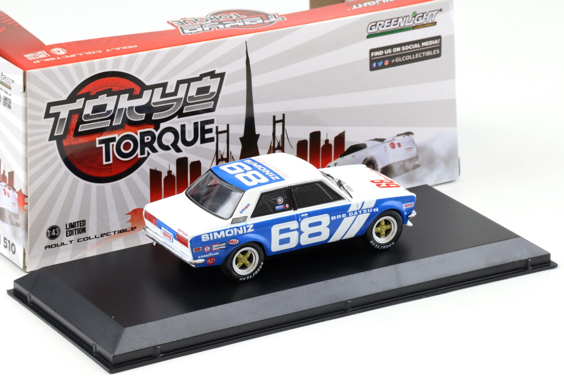 1:43 Greenlight 1972 BRE Datsun 510 Peter Gregg #68 Brock Racing Enterprises