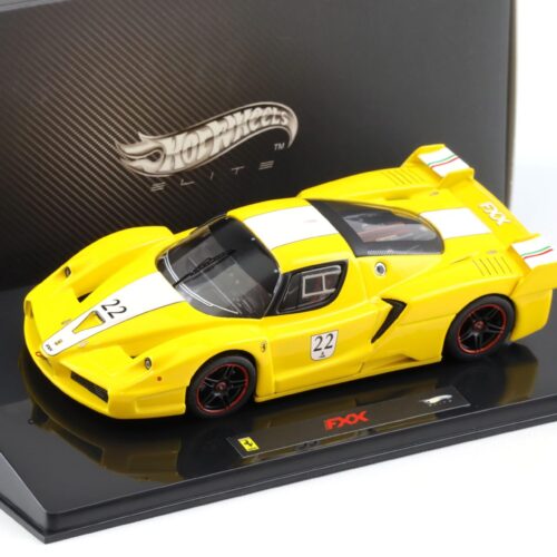 1:43 Hot Wheels Elite Ferrari FXX #22 yellow/ white stripe N5612