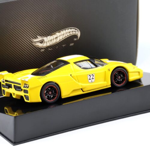 1:43 Hot Wheels Elite Ferrari FXX #22 yellow/ white stripe N5612