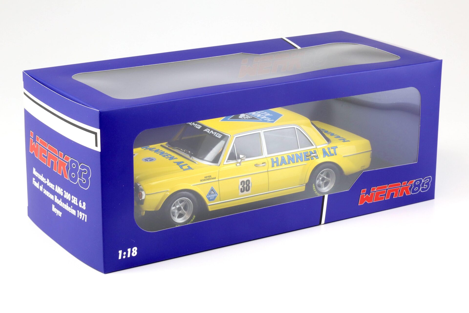 1:18 WERK83 Mercedes AMG 300 SEL 6.8 #38 Final Season Hockenheim 1971 Heyer