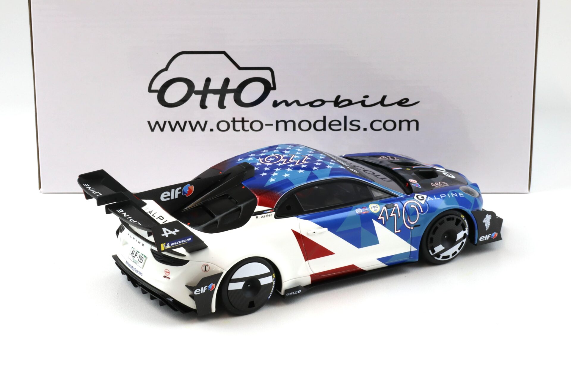 1:18 OTTO mobile OT1095 Alpine A110 GT4 Evo Pikes Peak white/ blue R. Astier 2023
