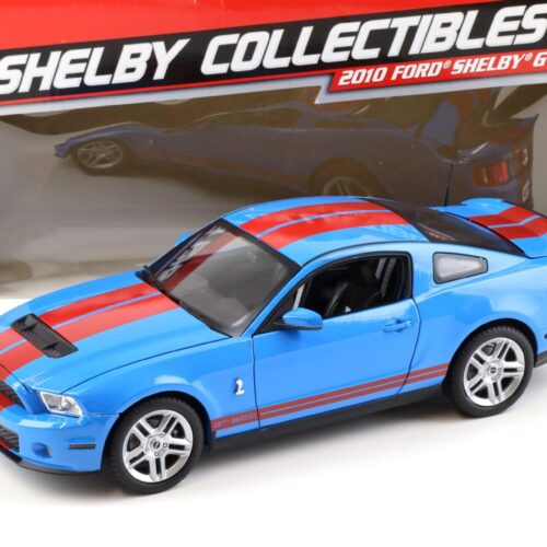 1:18 Shelby Collectibles 2010 Ford Shelby GT500 Coupe blue with red stripes