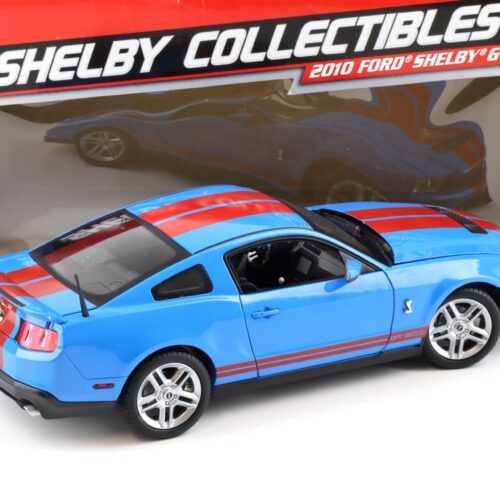 1:18 Shelby Collectibles 2010 Ford Shelby GT500 Coupe blue with red stripes