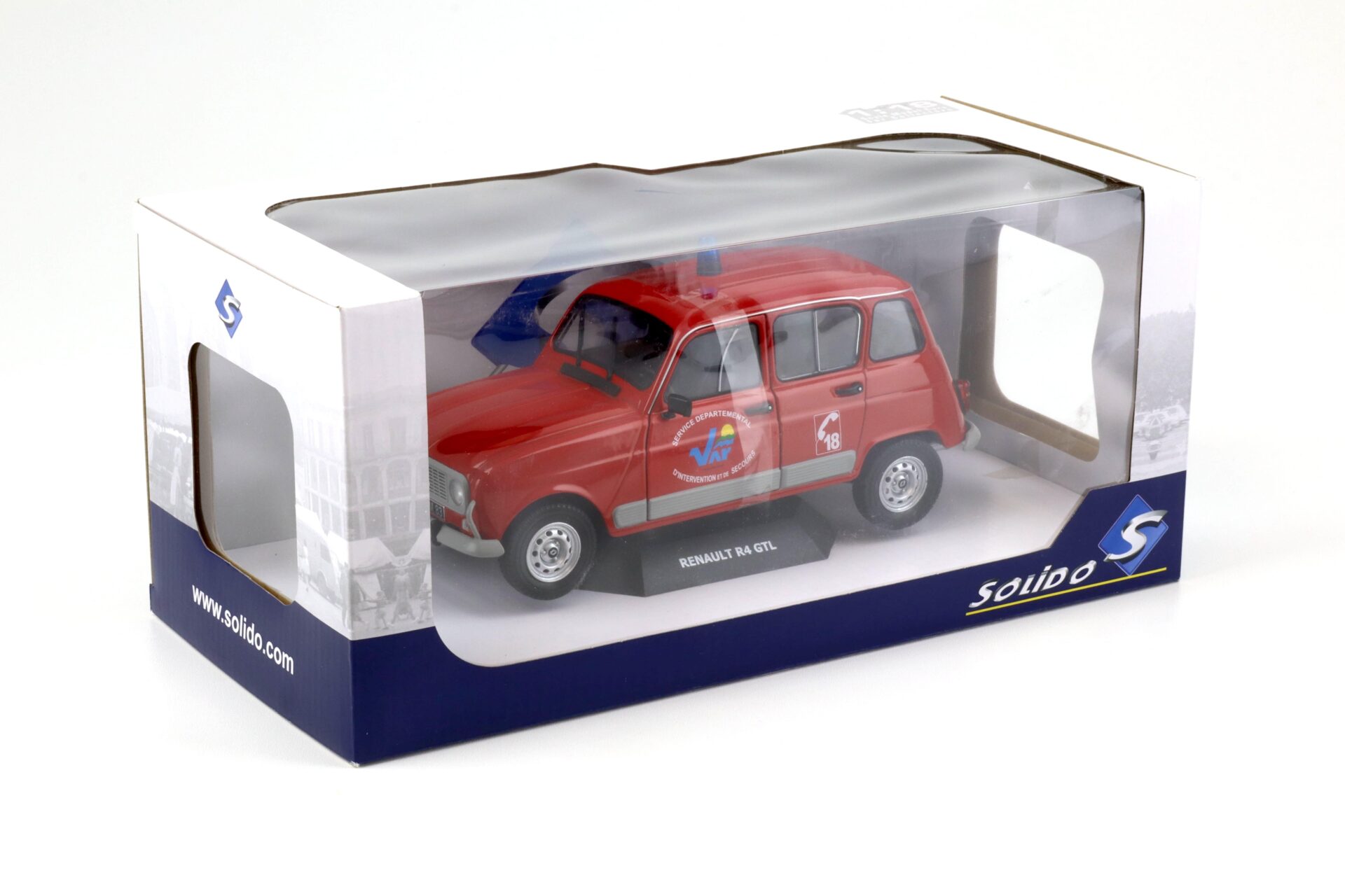1:18 Solido Renault 4 GTL Pompier du Var Service Departmental red