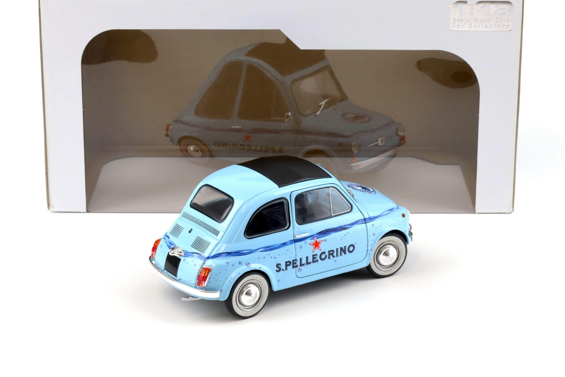 1:18 Solido Fiat 500 San Pellegrino blue