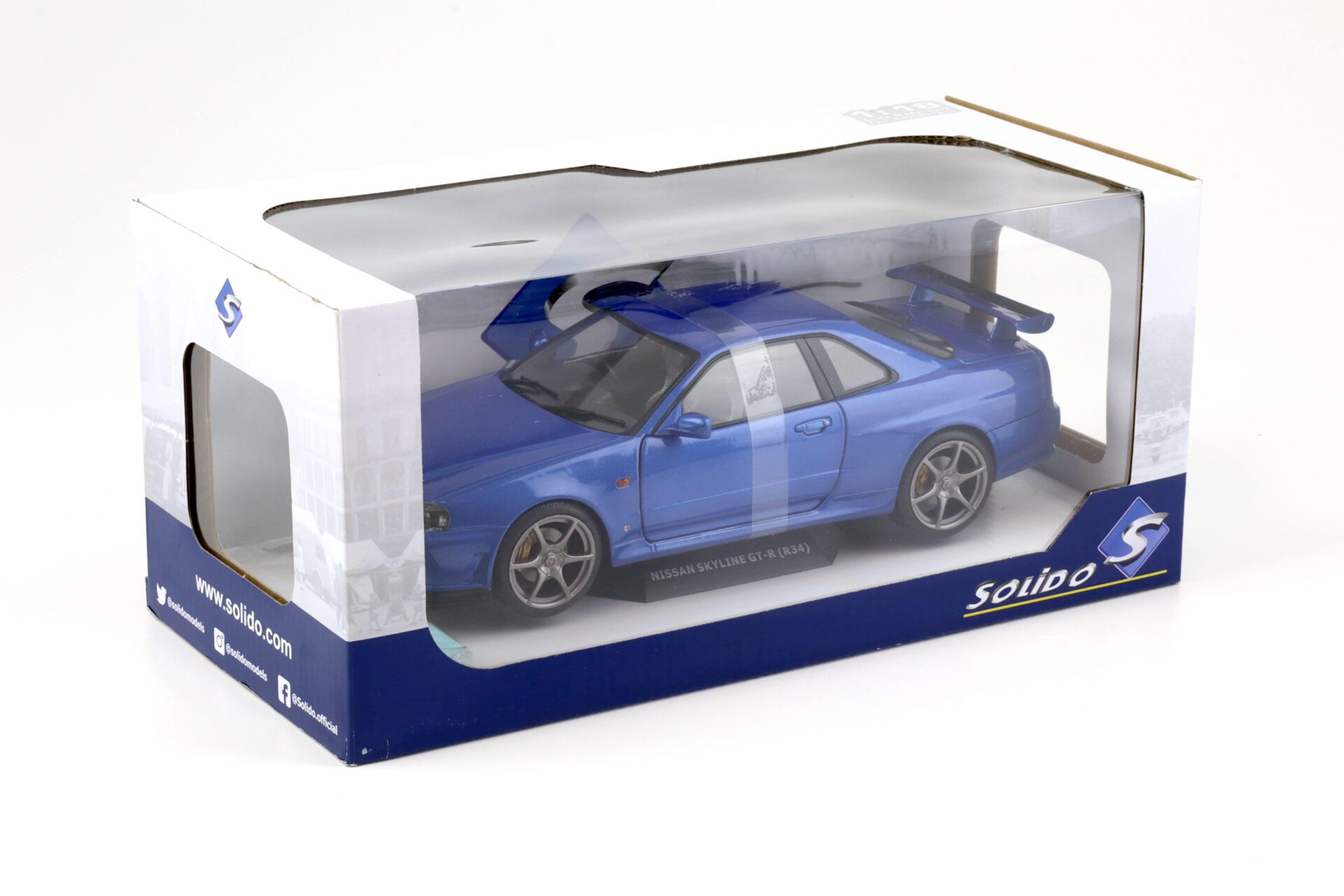1:18 Solido Nissan Skyline GT-R R34 Bayside blue 1999