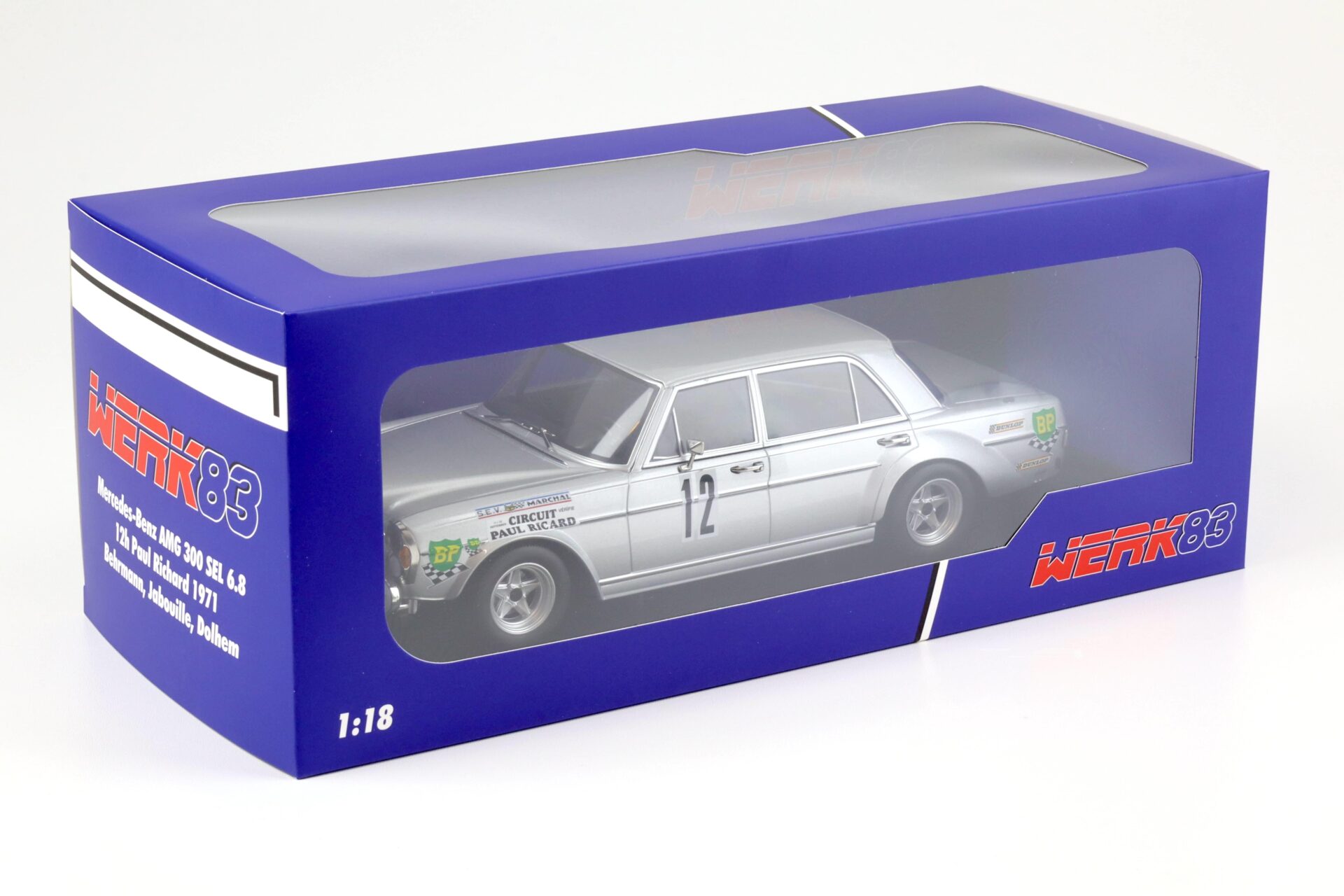 1:18 WERK83 Mercedes AMG 300 SEL 6.8 - 12h Paul Ricard 1971 #12 Behrmann/Jabouille/Dolhem