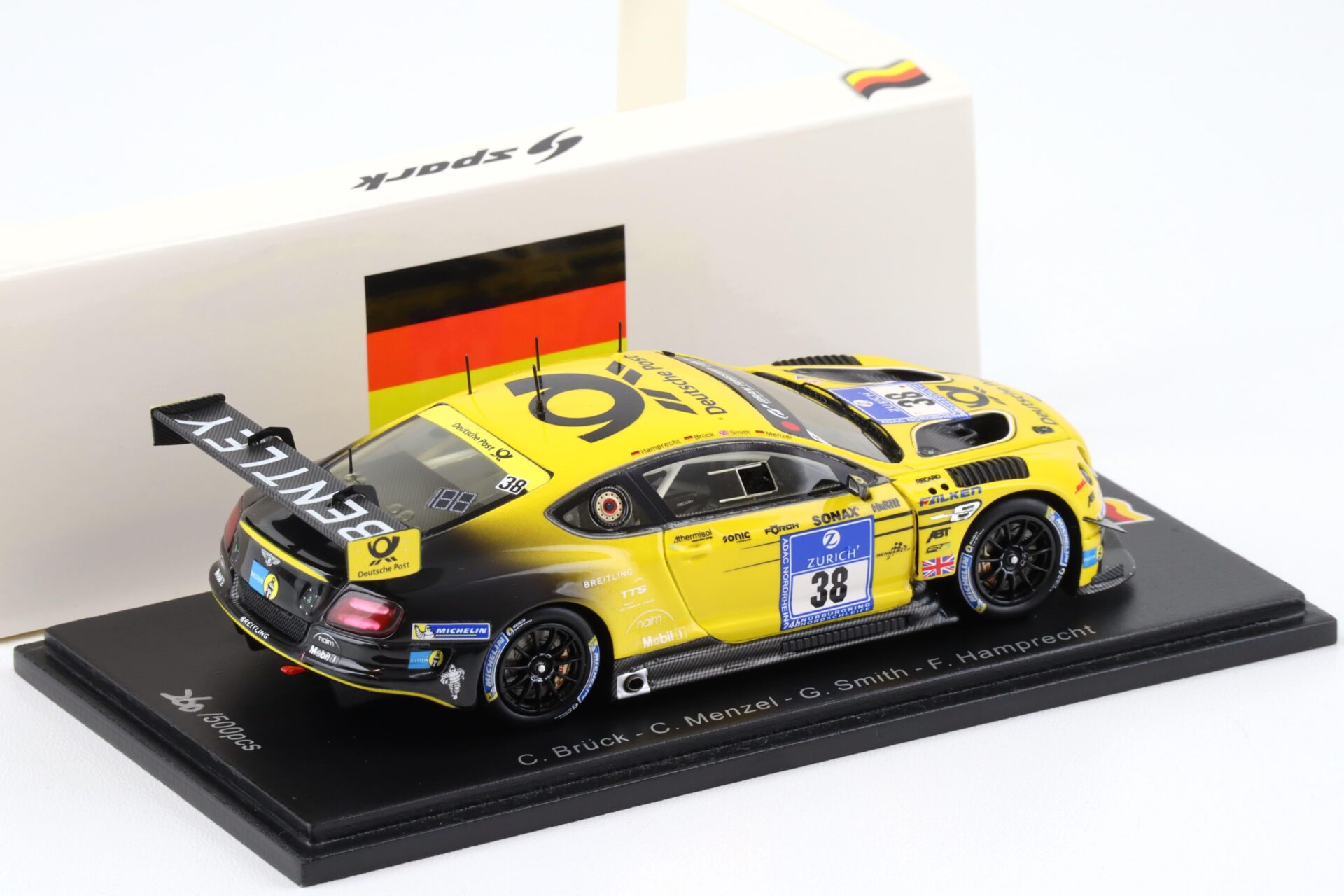 1:43 Spark Bentley Continental GT3 - 7th Bentley Team ABT #38 Deutsche Post