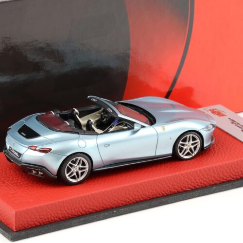 1:43 BBR PREMIUM Ferrari Roma Spider Celeste Tevere leather base - Limited 20 pcs.