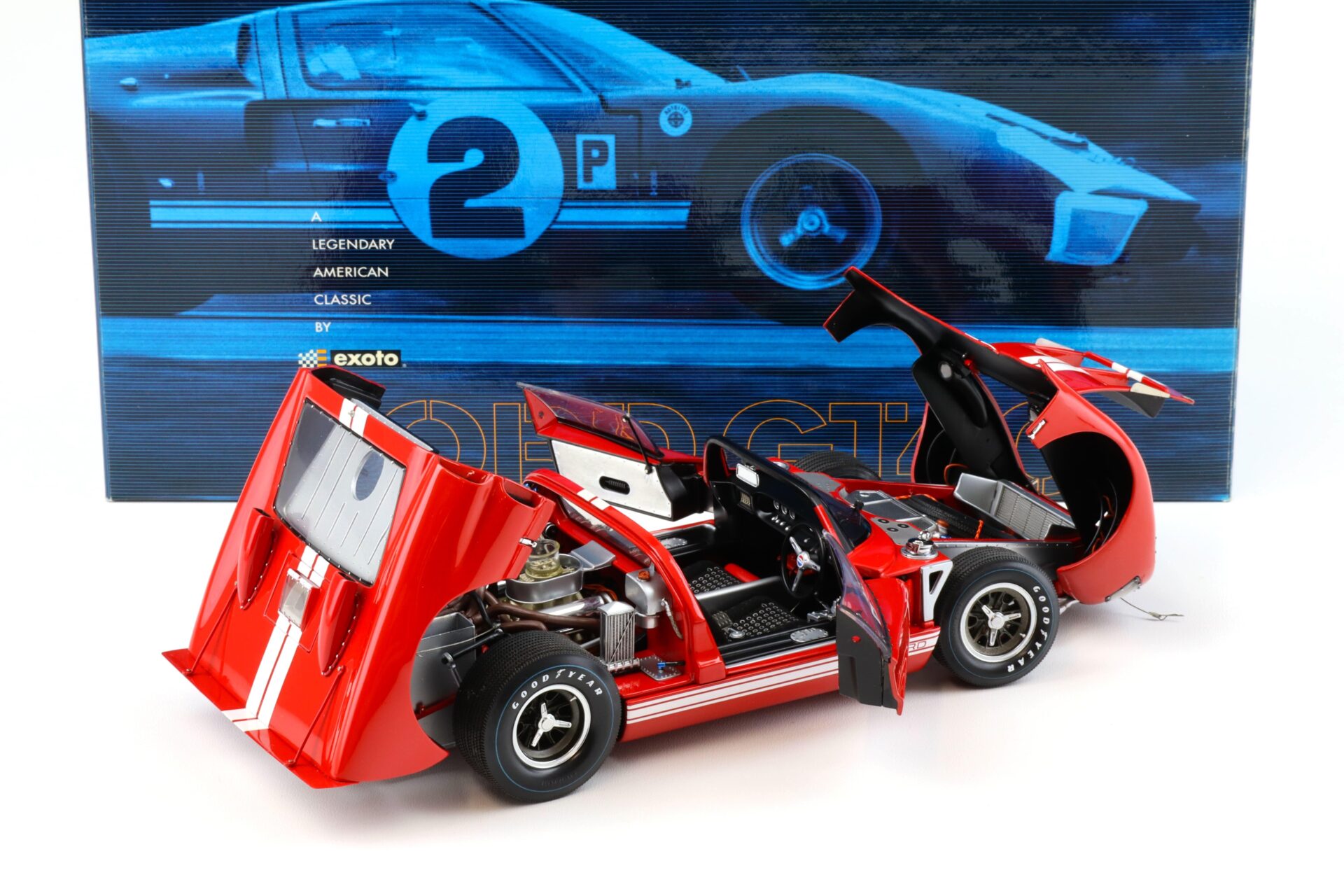 1:18 Exoto Ford GT40 MKII Roadster 1966 red/ white stripes RLG19049