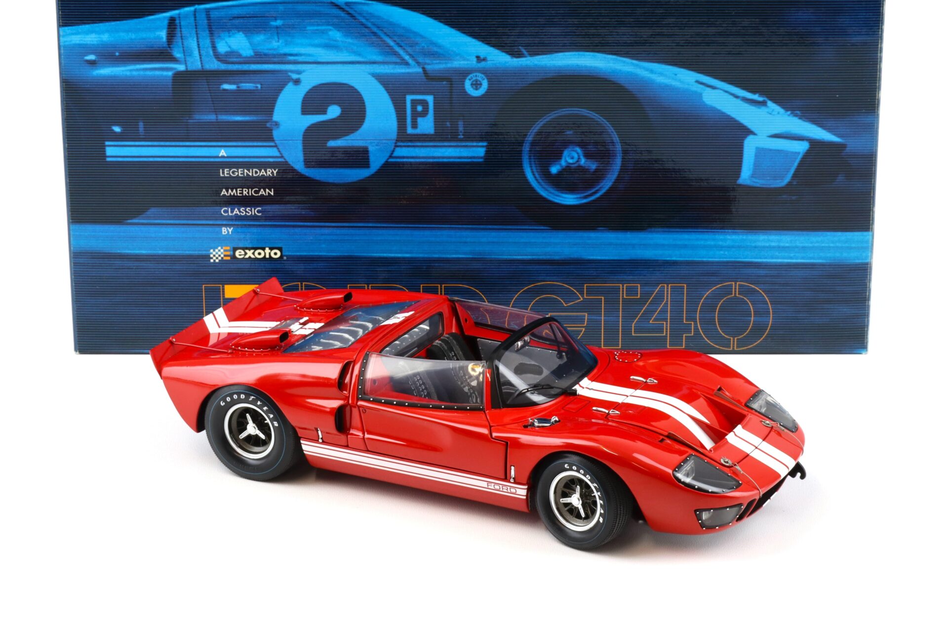1:18 Exoto Ford GT40 MKII Roadster 1966 red/ white stripes RLG19049