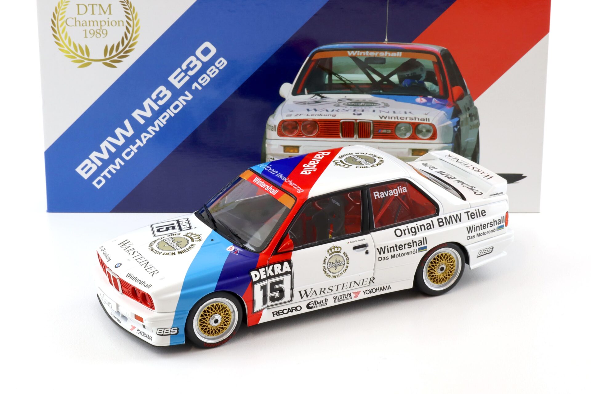 1:18 WERK83 BMW M3 E30 #15 DTM Champion 1989 Ravaglia Warsteiner Collectors box