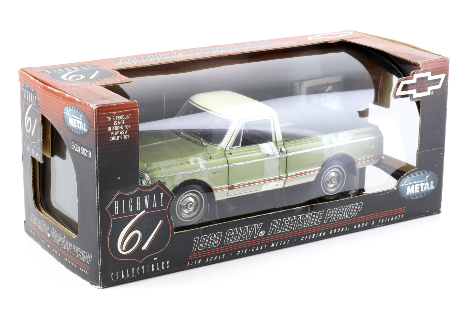 1:18 Highway61 Chevrolet Chevy Fleetside CST/10 Pickup 1969 green metallic/ white