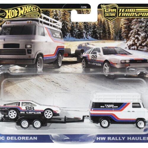 1:64 Hot Wheels Premium 2025 Team Transport JMB35 DMC Delorean + Rally Hauler