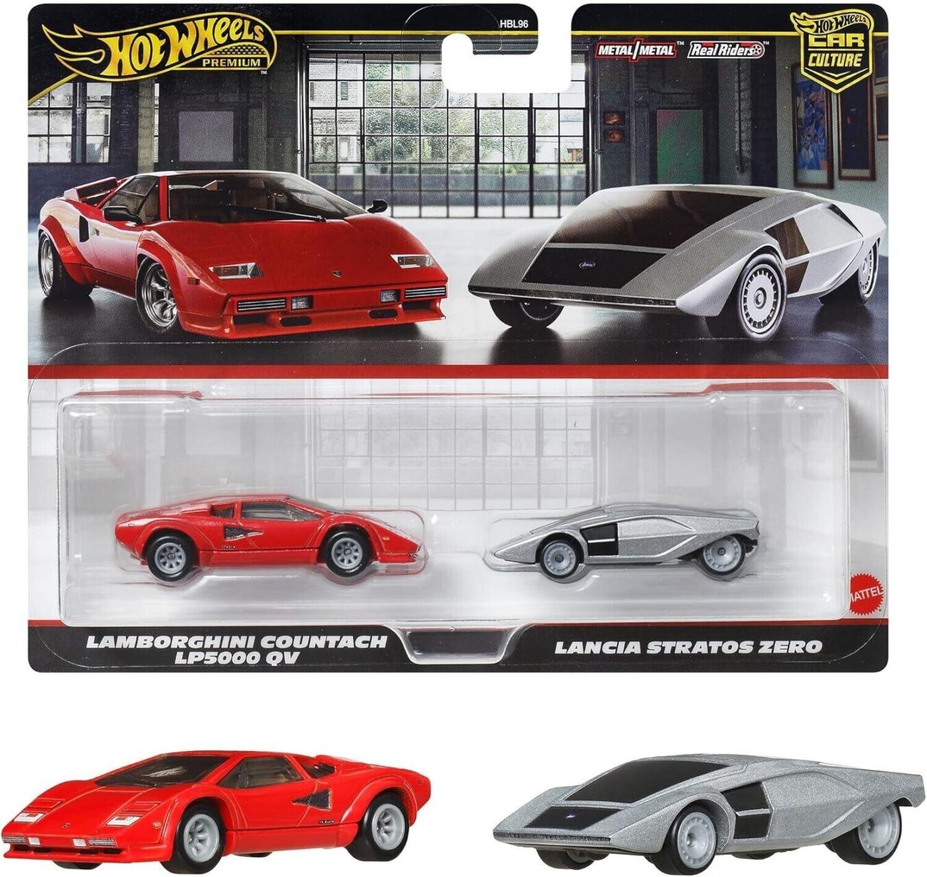 1:64 Hot Wheels 2025 Premium 2-Pack 979R Lamborghini Countach + Lancia Stratos Zero