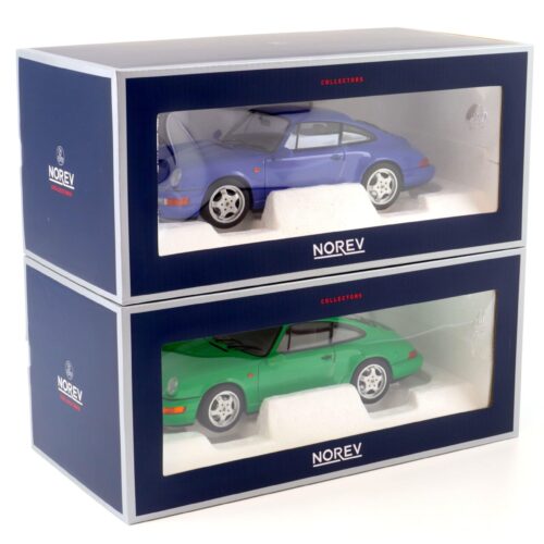 1:18 Norev Porsche 911 964 Carrera 4 Coupe SET 2 pcs. Maritim blue + Signal green