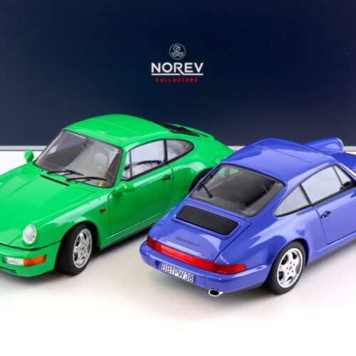 1:18 Norev Porsche 911 964 Carrera 4 Coupe SET 2 pcs. Maritim blue + Signal green