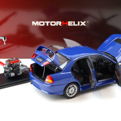 1:18 Motorhelix Mitsubishi Lancer EVO 4 IV Icelle azul 1999 con motor M84005 - Imagen 5
