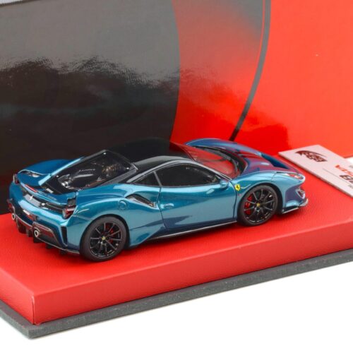 1:43 BBR Ferrari 488 Pista Blu Capri/ black roof with leather base - Limited 15 pcs.