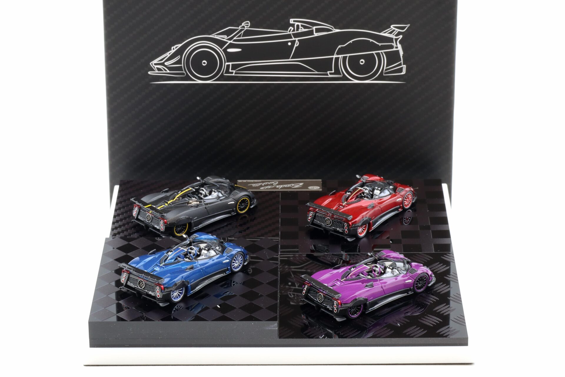 1:64 LCD Models Pagani Zonda HP Barchetta 4-Car Carbon Set - Limited 699 pcs.