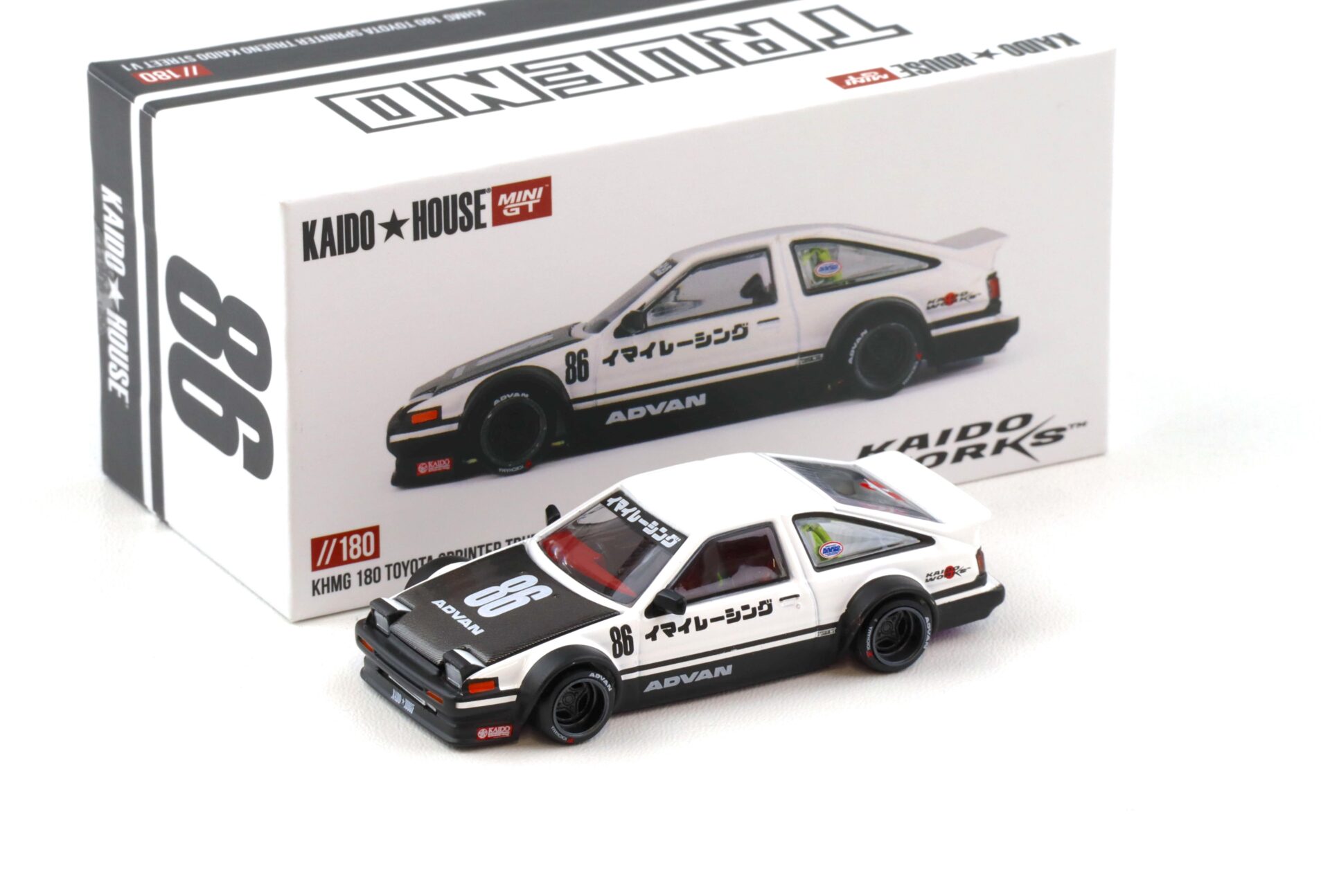 1:64 TSM Mini GT Kaido House Toyota Sprinter Trueno Kaido Street V1 white