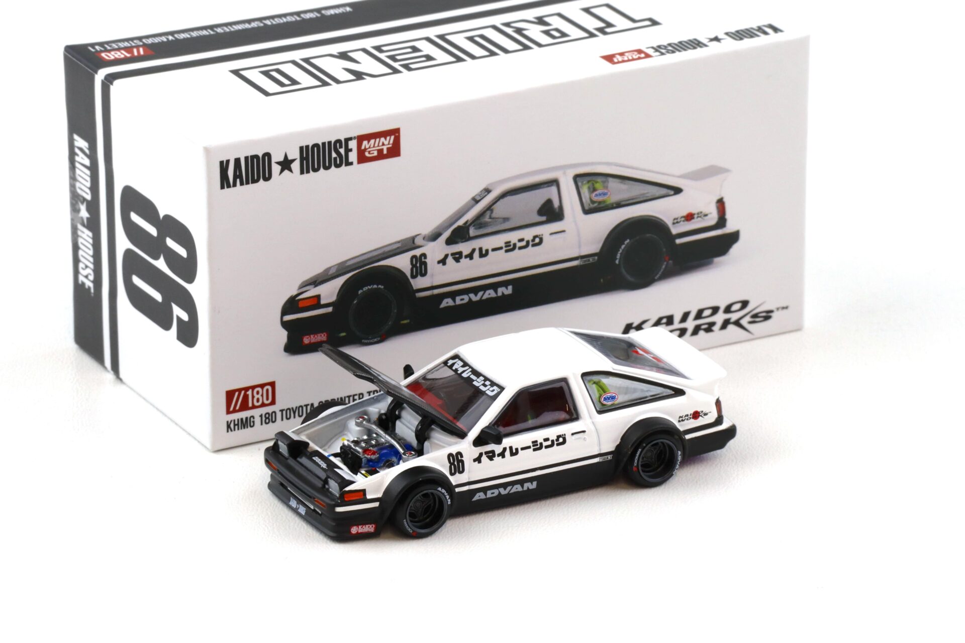 1:64 TSM Mini GT Kaido House Toyota Sprinter Trueno Kaido Street V1 white