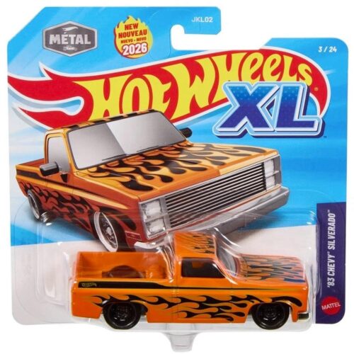 1:43 Hot Wheels XL 2026 JKL06 Chevrolet Silverado Pickup 1983 orange