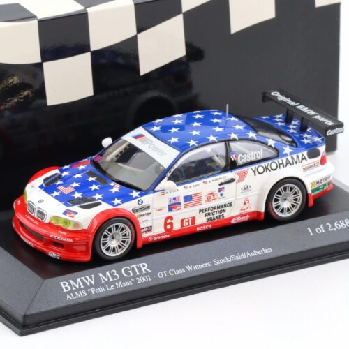 1:43 Minichamps BMW M3 E46 GTR ALMS Petit Le Mans 2001 GT Class Winner Stuck #6