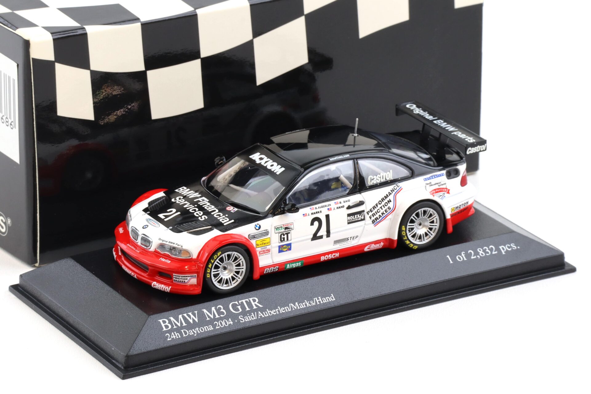 1:43 Minichamps BMW M3 E46 GTR ALMS Daytona 24h 2004 Said/ Auberlen #21