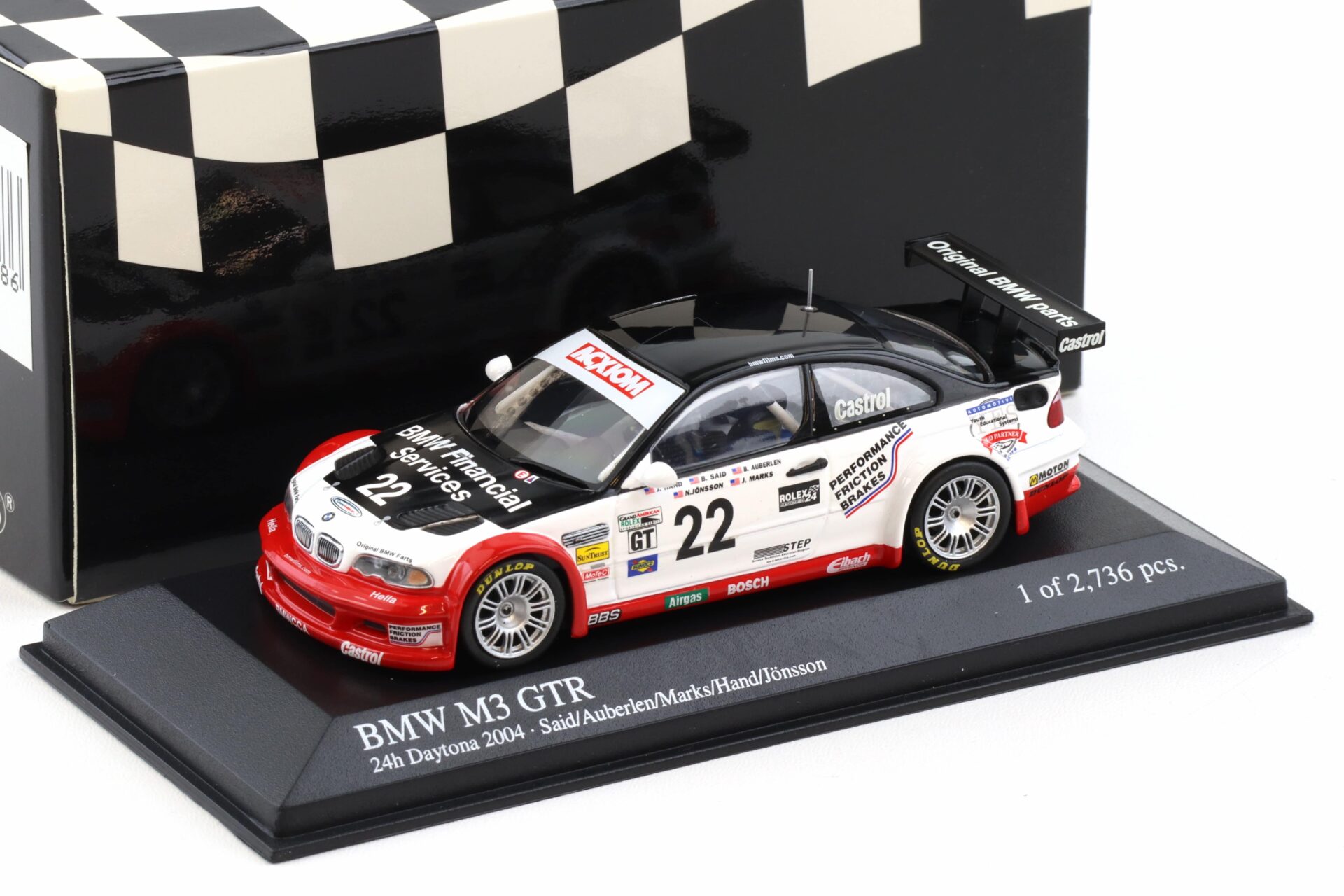 1:43 Minichamps BMW M3 E46 GTR ALMS Daytona 24h 2004 Marks/ Said #22