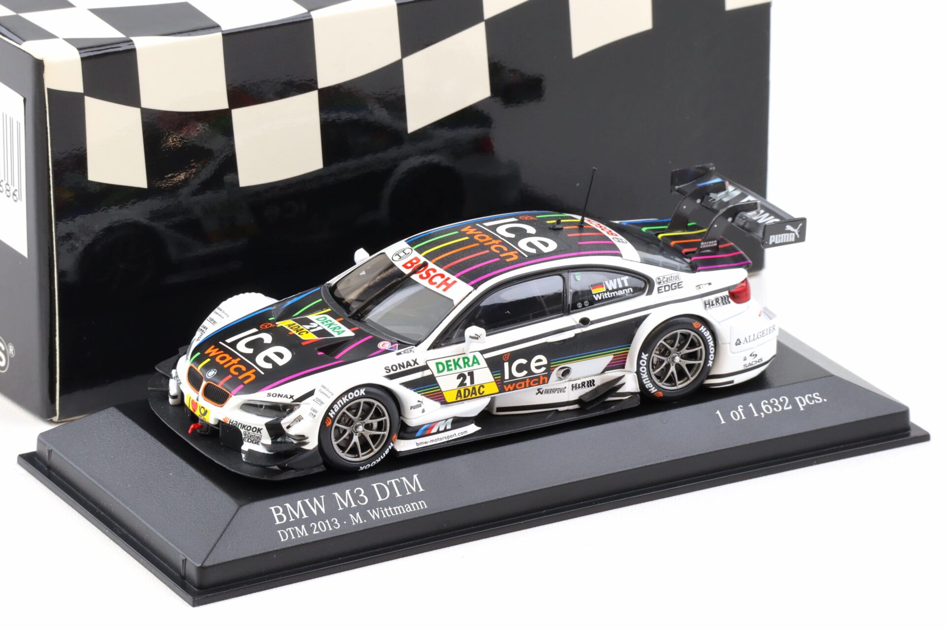 1:43 Minichamps BMW M3 E92 DTM Team MTEK 2013 M.Wittmann #21 ICE Watch