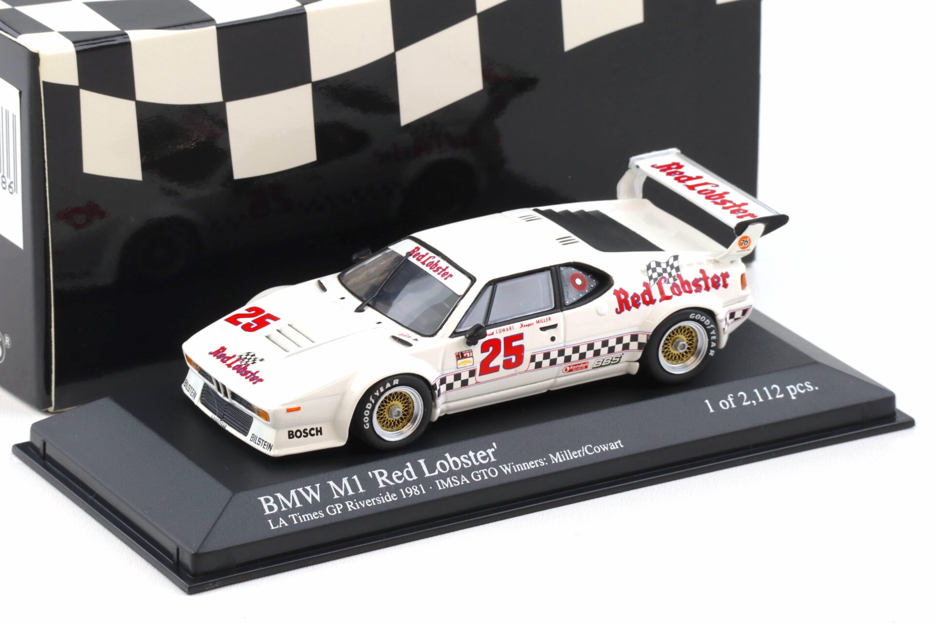 1:43 Minichamps BMW M1 ProCar IMSA Red Lobster LA Times GP 1981 Cowart/ Miller