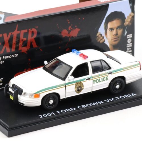 1:43 Greenlight 2001 Ford Crown Victoria Miami Metro Police DEXTER white