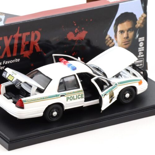 1:43 Greenlight 2001 Ford Crown Victoria Miami Metro Police DEXTER white