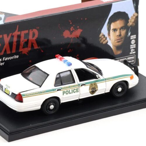 1:43 Greenlight 2001 Ford Crown Victoria Miami Metro Police DEXTER white