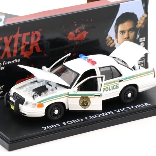 1:43 Greenlight 2001 Ford Crown Victoria Miami Metro Police DEXTER white
