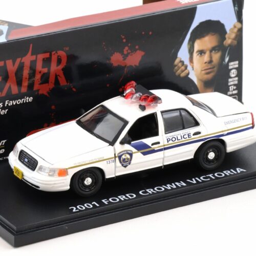 1:43 Greenlight 2001 Ford Crown Victoria Pembroke Pines Police DEXTER white