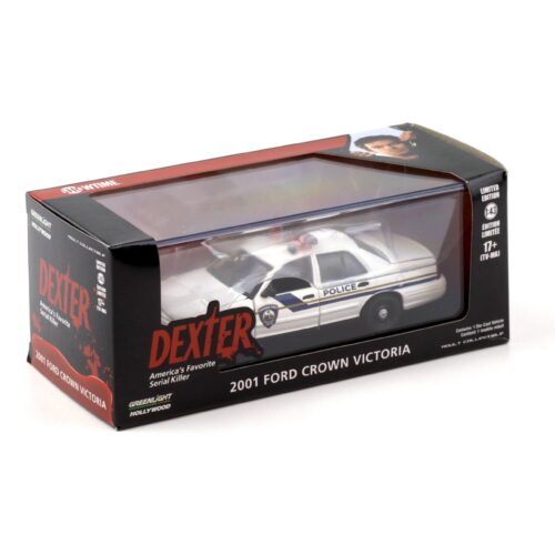 1:43 Greenlight 2001 Ford Crown Victoria Pembroke Pines Police DEXTER white